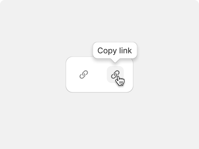 The polaris link icon in a neutral and hover state with a “Copy link" tooltip.