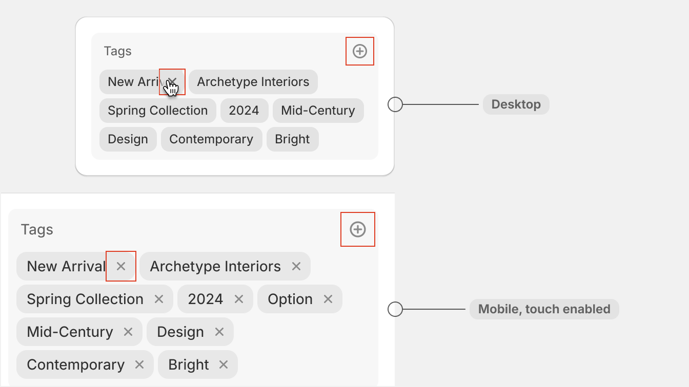 An image showing tags on desktop and responsive web.